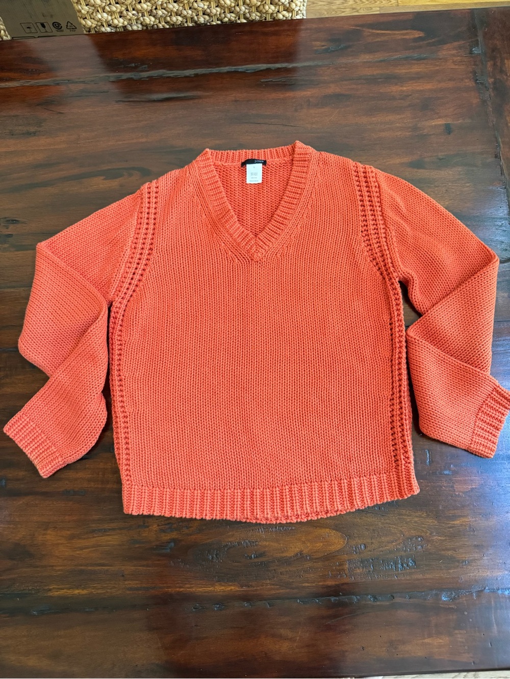 Vintage J Crew Orange Cotton Chunky Knit Sweater L